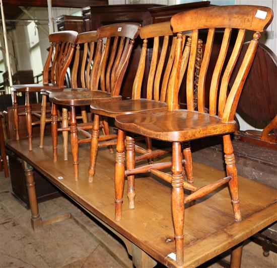 5 Oak stick back chairs